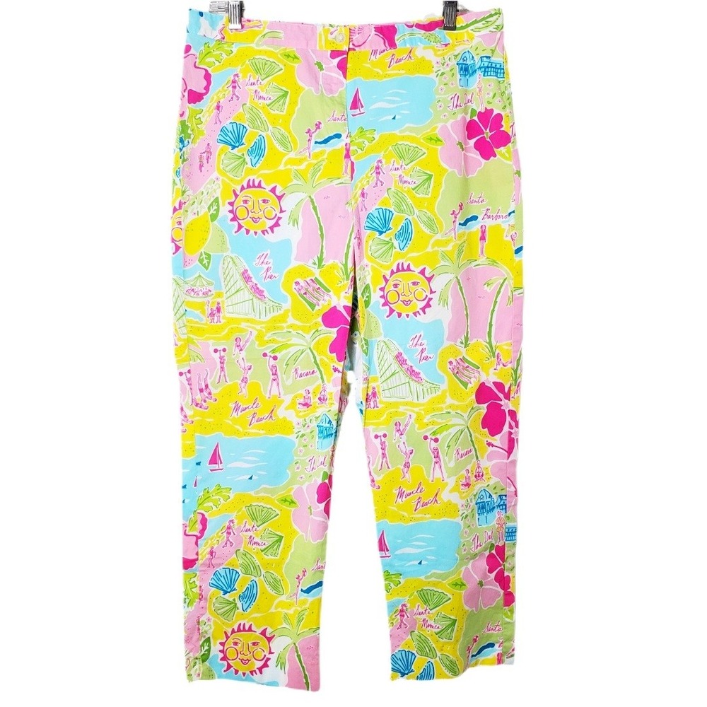 Lilly Pulitzer Lillywood Vintage 2004 Crop Pant Southern California Map Print 12